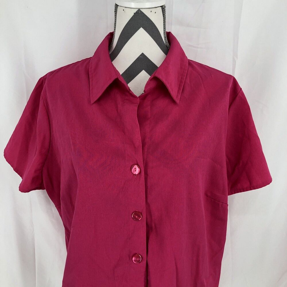 Cato Pink Short Sleeve Blouse Solid V Neck Button Up 18/20W Plus